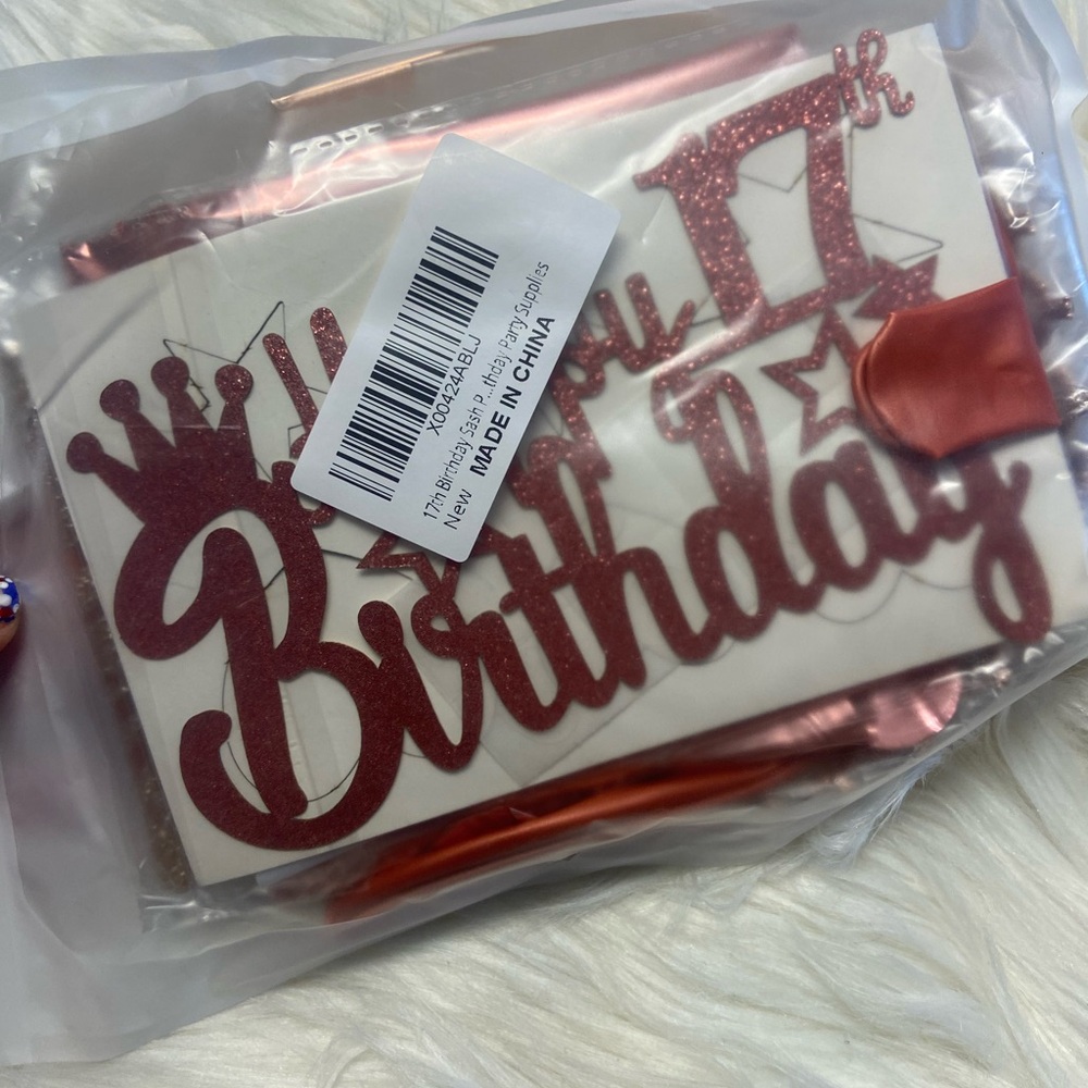 Birthday Party Decoration Set - Rose Gold Glitter…17th Birthday